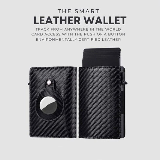 Premium Leather AirTag Credit Card Holder - Stylish, Secure Wallet for Cards & AirTag Tracking